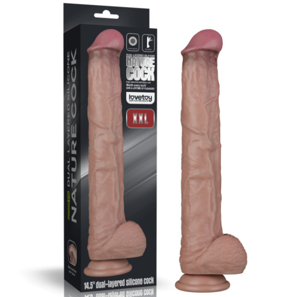14.5in Dual Layered Bendable Silicone Cock XXL - OSAS