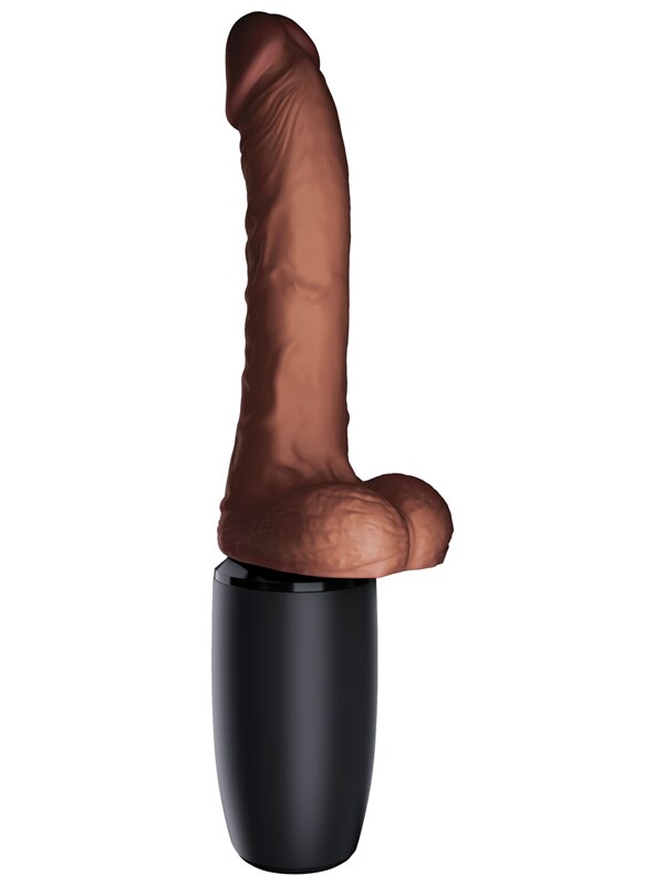 King Cock Plus 7.5 in. Thrusting Cock with Balls Brown - OSAS