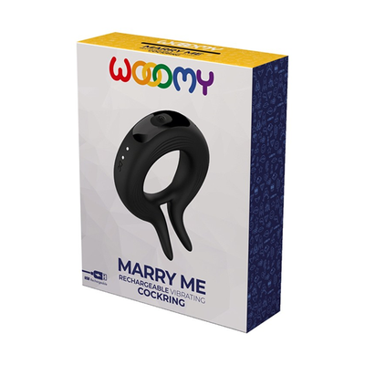 Wooomy Marry Me Rechargeable Vibrating Black Ring - One Stop Adult Shop