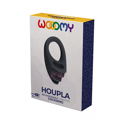 Wooomy Houpla Rechargeable Vibrating Ring Black - One Stop Adult Shop