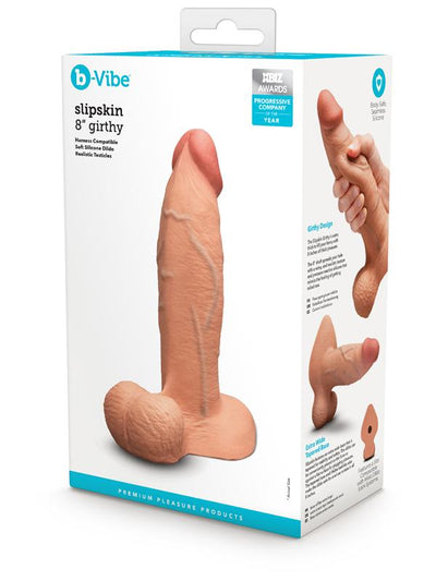 b - Vibe Slipskin Realistic Silicone Dildo - 8 in. Girthy Mocha - OSAS