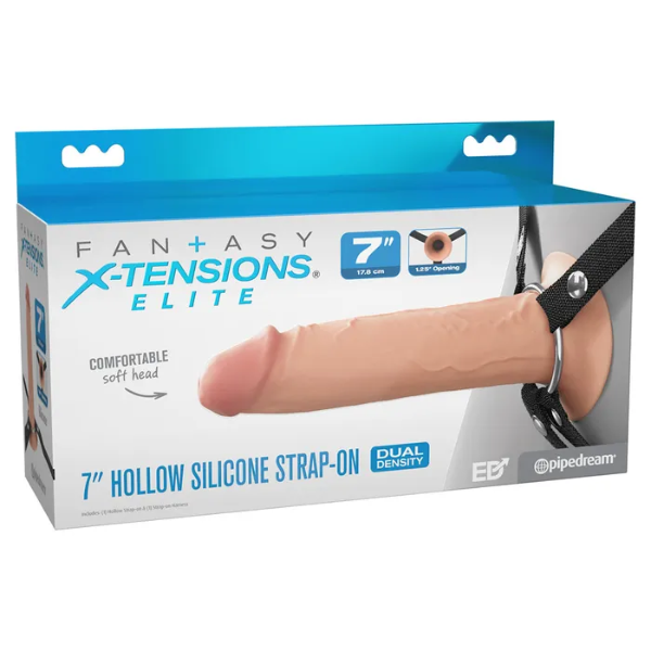 FX Elite 7'' Silicone Hollow Strap-On Flesh - One Stop Adult Shop