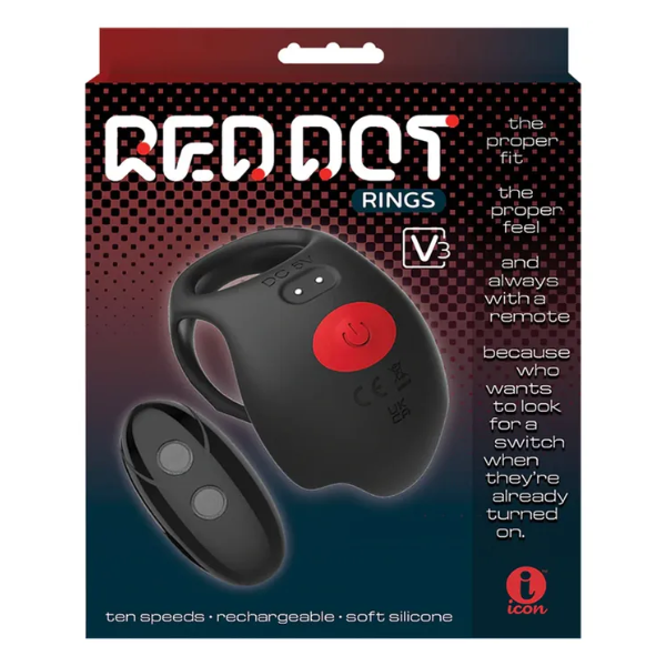 Red Dot Rings V3 Vibrating Cock & Ball Ring w Remote - OSAS