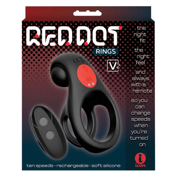 Red Dot Rings V2 Vibrating Cock & Ball Ring w Remote - OSAS