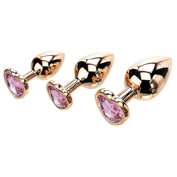 Adam & Eve Rose Gold Heart Gem Anal Training Set - OSAS