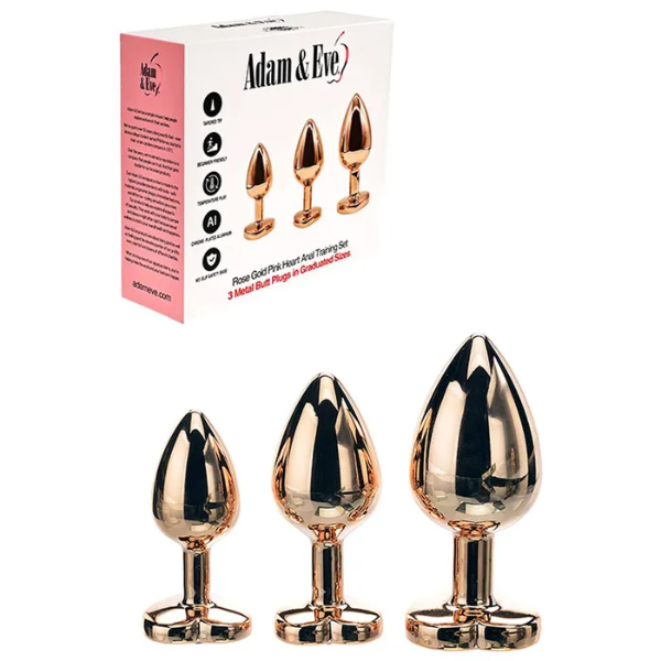 Adam & Eve Rose Gold Heart Gem Anal Training Set - OSAS