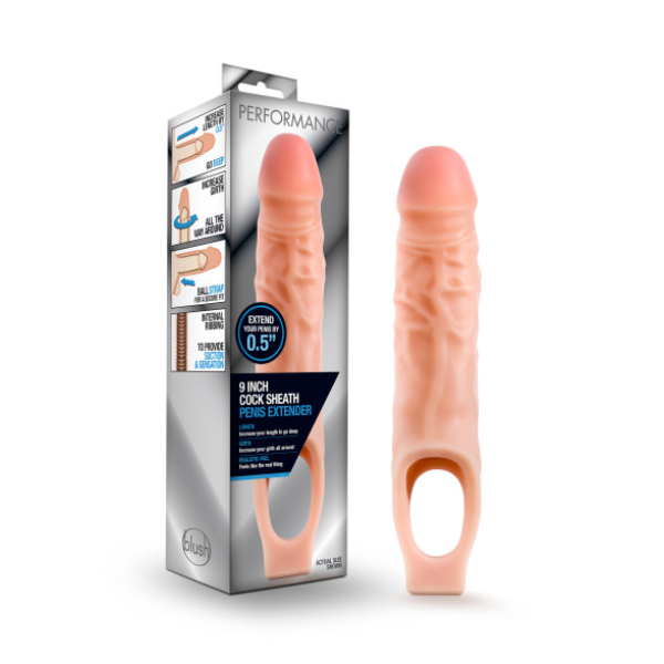Performance 9in Cock Sheath Penis Extender Vanilla - One Stop Adult Shop