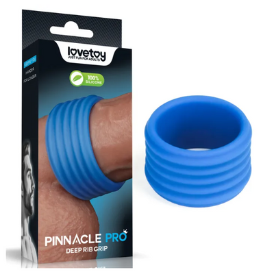 Pinnacle Pro Deep Rib Grip Blue Cock Ring - One Stop Adult Shop