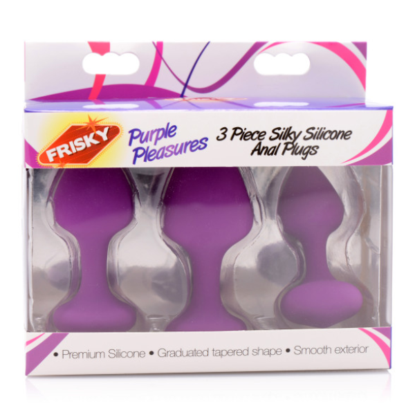 Purple Pleasures 3 Pc Silicone Anal Plugs - One Stop Adult Shop