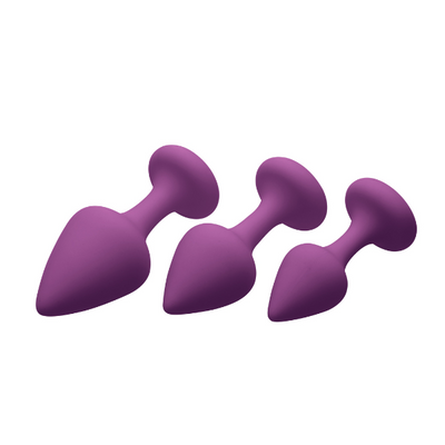 Purple Pleasures 3 Piece Silicone Anal Plugs - One Stop Adult Shop
