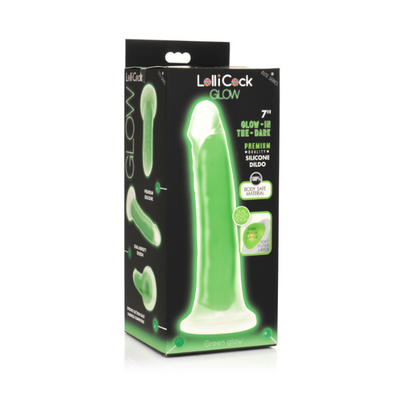 LolliCock 7" Glow In The Dark Silicone Dildo Green - One Stop Adult Shop