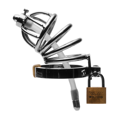Stainless Steel Chastity Cage With Silicone Urethral Plug - OSAS