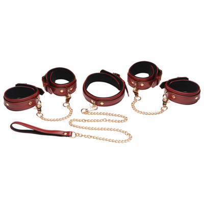 6 Piece Burgundy Bondage Set - OSAS