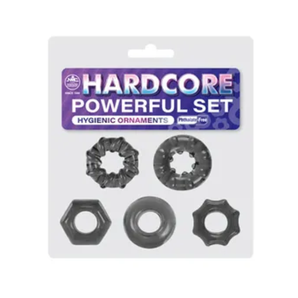 Hardcore Powerful Set Cock Rings 5pk - OSAS