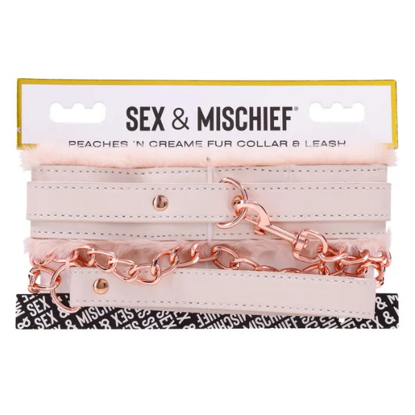 Sex & Mischief Peaches n CreaMe Fur Collar & Leash - OSAS