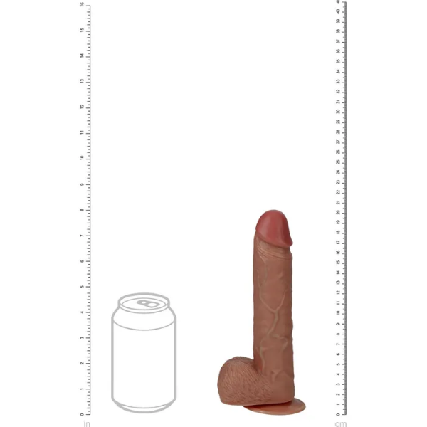 REALROCK 20cm Vibrating & Rotating Cock & Balls Tan - OSAS