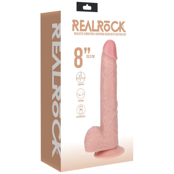 REALROCK 20cm Vibrating & Rotating Cock & Balls Flesh - OSAS
