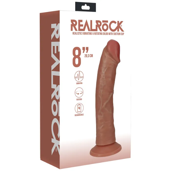 REALROCK 20cm Vibrating & Rotating Cock Tan - OSAS