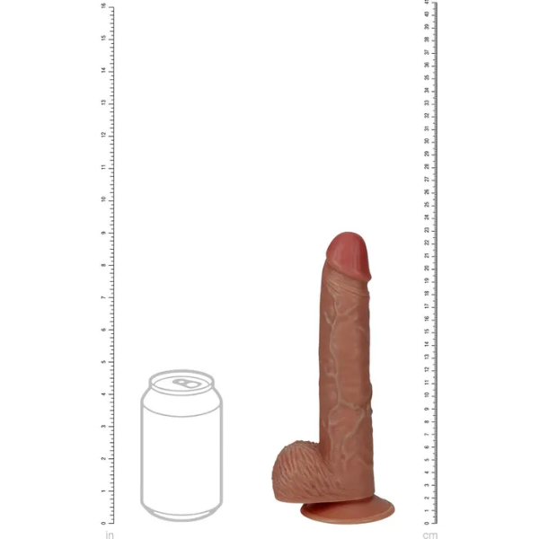 REALROCK 23cm Vibrating Cock & Balls Tan - OSAS