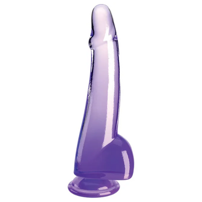King Cock Clear 10in Cock with Balls Purple - OSAS