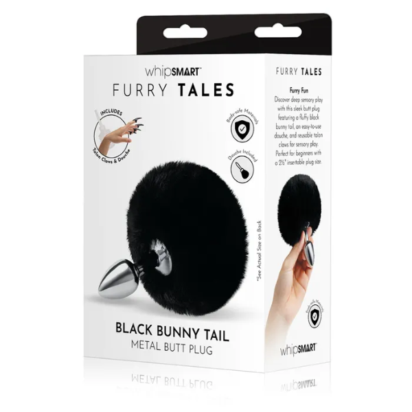 WhipSmart Furry Tales Black Bunny Tail - OSAS