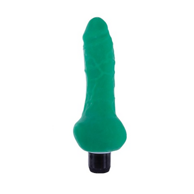 True Feel 6.5" Realistic Vibrator Green - One Stop Adult Shop