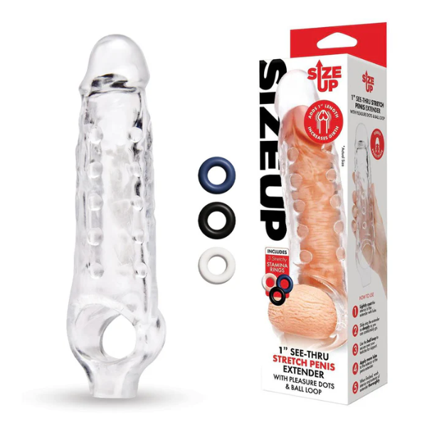 Size Up 1in See-Thru Stretch Penis Extender - OSAS