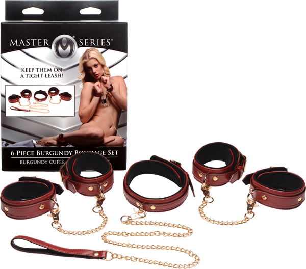 6 Piece Burgundy Bondage Set - OSAS