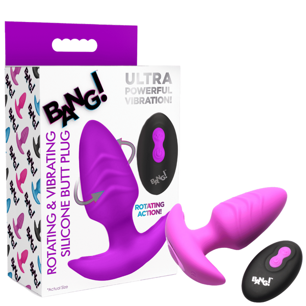 Rotating & Vibrating Silicone Butt Plug w/ Remote - OSAS