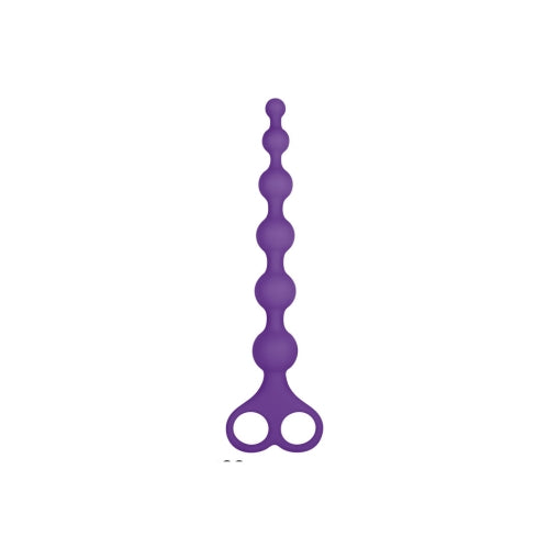 8in Ribbed Silicone Anal Beads Purple - OSAS