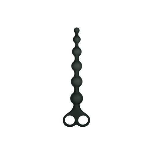 8in Ribbed Silicone Anal Beads Black - OSAS