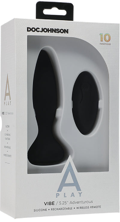 Vibe - Adventurous - Rechargeable Silicone Anal Plug With Remote (Black) - One Stop Adult Shop