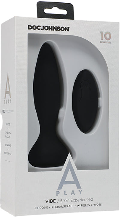 Vibe - Experienced - Rechargeable Silicone Anal Plug With Remote (Black) - One Stop Adult Shop