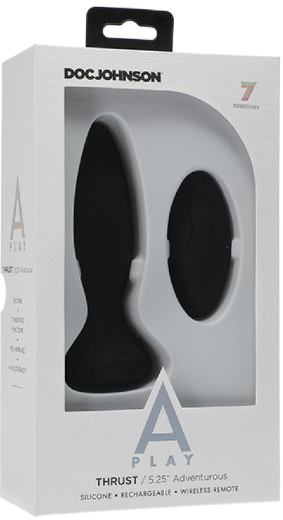 Thrust - Adventurous - Rechargeable Silicone Anal Plug With Remote (Black) - One Stop Adult Shop
