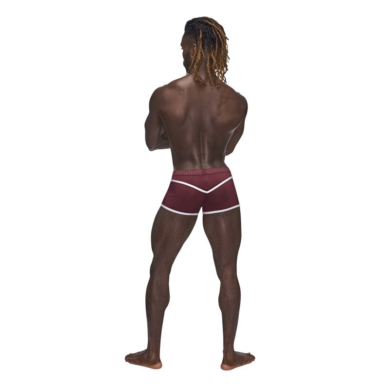 Male Power Sport Mesh Mini Short Burgundy - One Stop Adult Shop