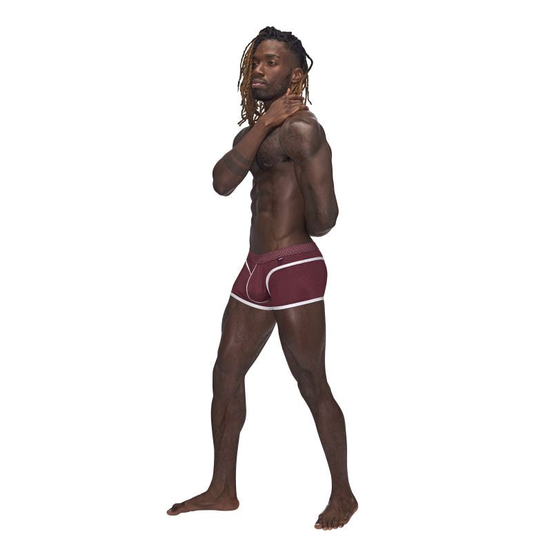 Male Power Sport Mesh Mini Short Burgundy - One Stop Adult Shop