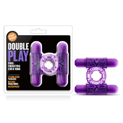Play With Me Double Play Dual Vibrating Cock Ring Purple - One Stop Adult Shop