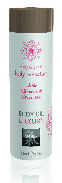 Shiatsu Luxury Body Oil Edible Hibiskus & Green Tea - One Stop Adult Shop