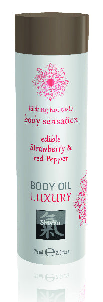 Shiatsu Luxury Body Oil Edible Strawberry & Red Pepper - One Stop Adult Shop