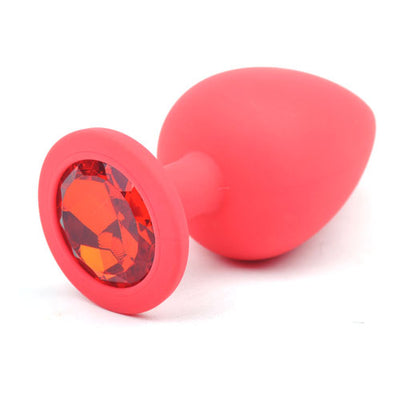 Red Silicone Anal Plug Large w/ Red Diamond - One Stop Adult Shop
