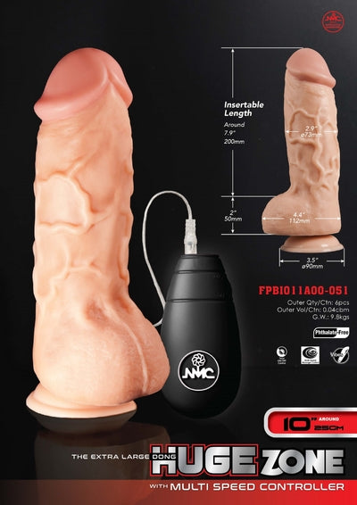 Huge Zone 10" Vibrating Dong - One Stop Adult Shop