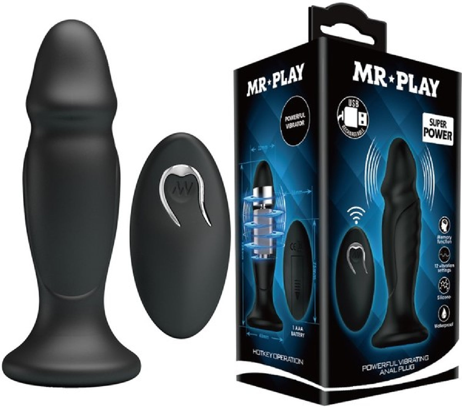 Powerful Vibrating Anal Plug (Black) - One Stop Adult Shop