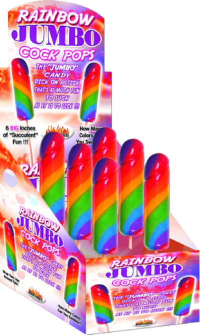 Jumbo Rainbow Cock Pops (6 X Display) - One Stop Adult Shop