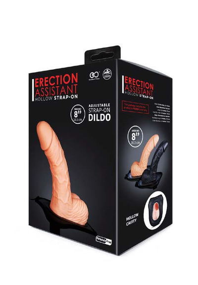 Erection Assistant Hollow Strap On 8" Flesh - One Stop Adult Shop