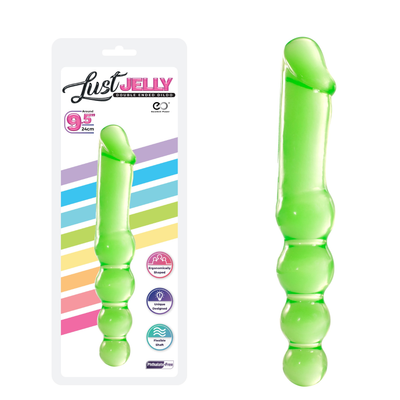 LUST JELLY 9.5 DOUBLE DONG - GREEN - One Stop Adult Shop