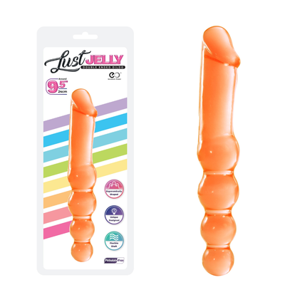 LUST JELLY 9.5 DOUBLE DONG - ORANGE - One Stop Adult Shop