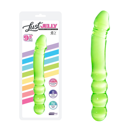 LUST JELLY PVC  9.5 DOUBLE DONG - GREEN - One Stop Adult Shop