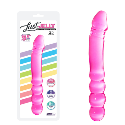 LUST JELLY PVC  9.5 DOUBLE DONG - PINK - One Stop Adult Shop