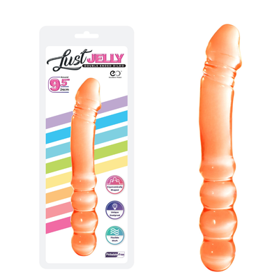 LUST JELLY PVC  9.5 DOUBLE DONG - ORANGE - One Stop Adult Shop