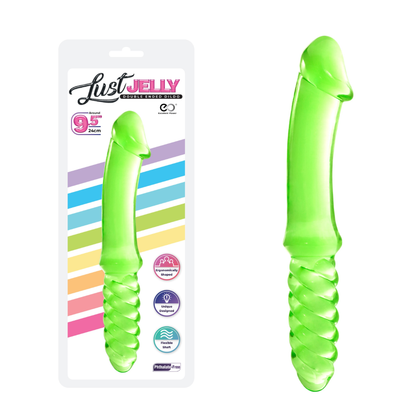 LUST JELLY DOUBLE DONG 9.5" - GREEN - One Stop Adult Shop